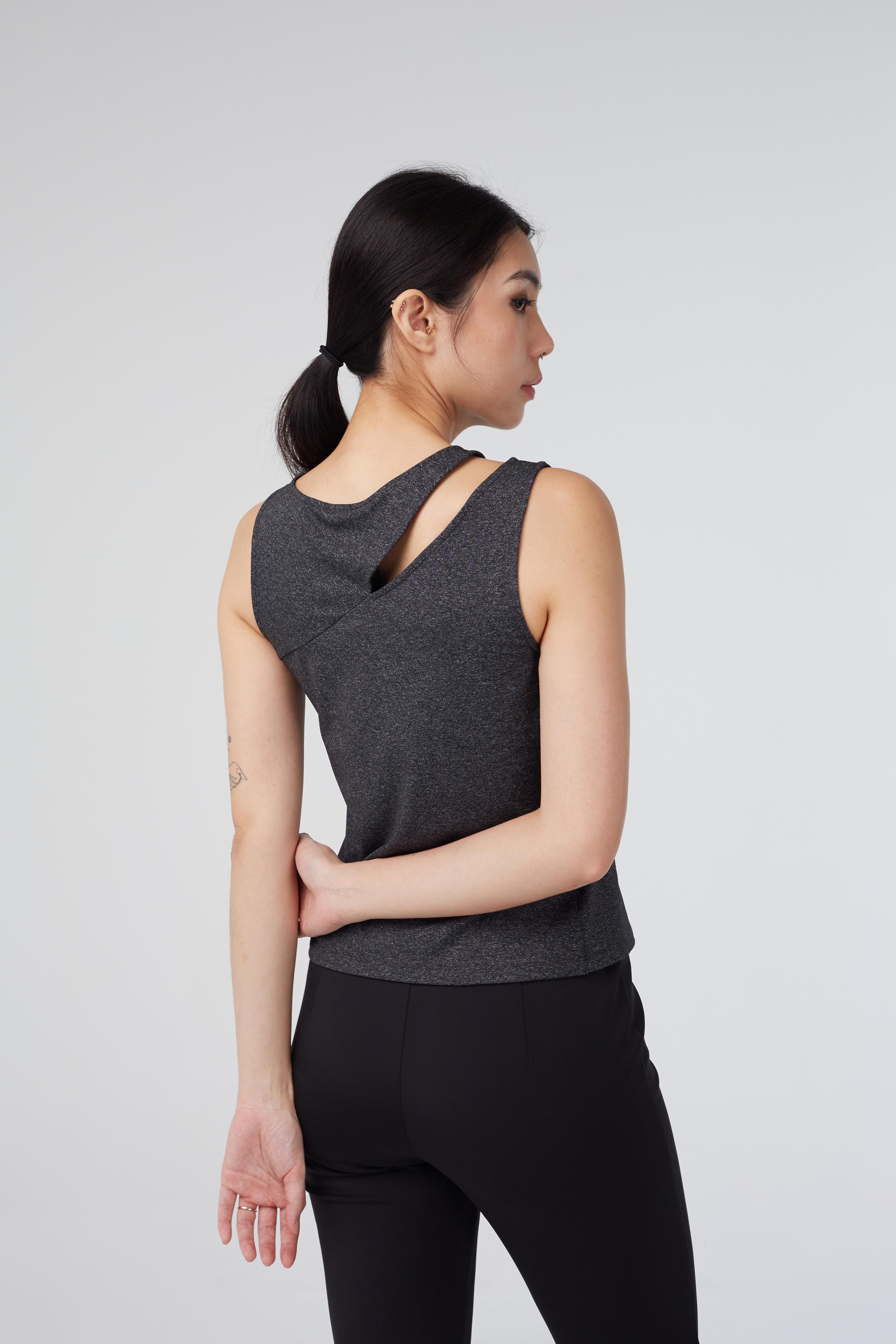 AS INTENDED | BETH Cutout Top In Heather Grey
