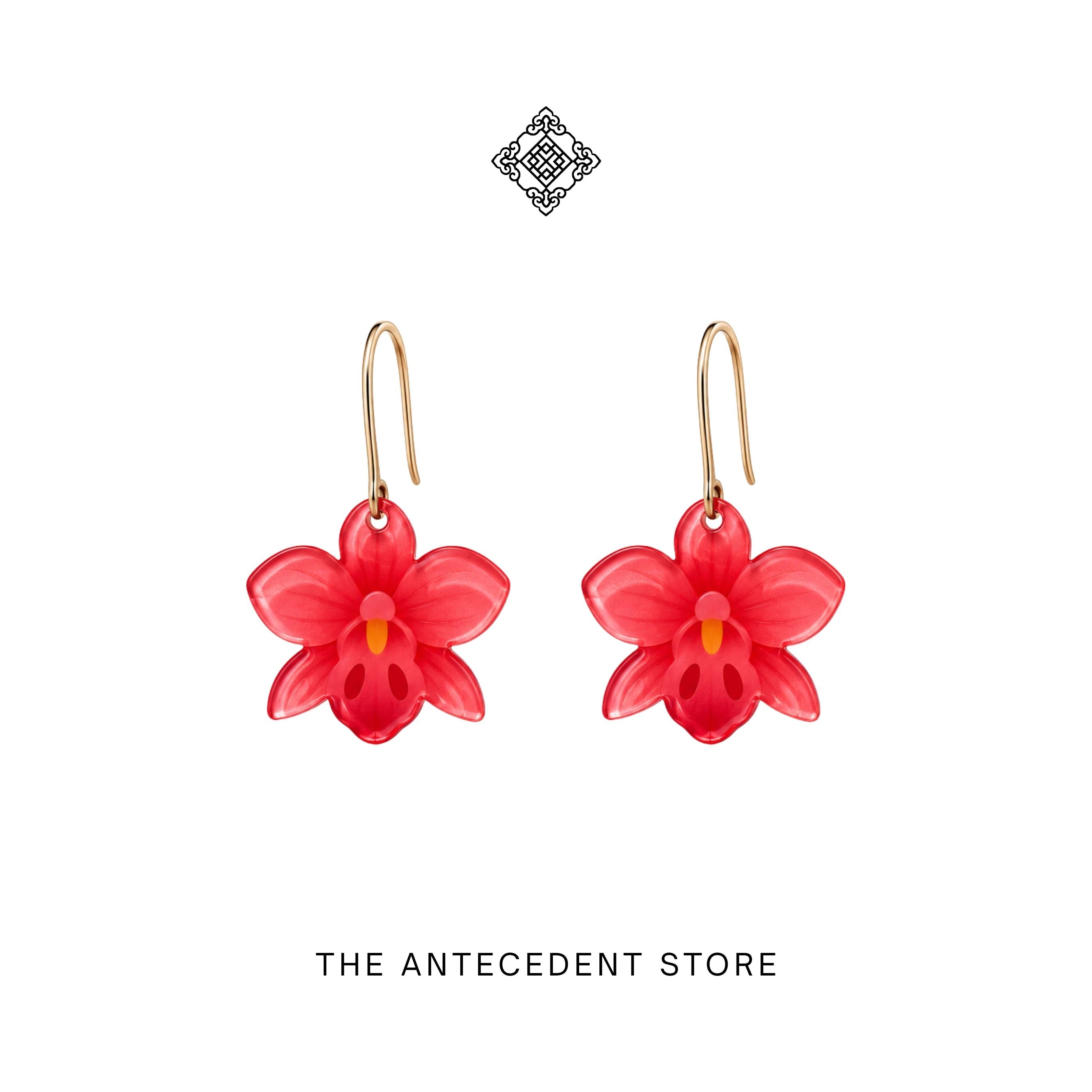 THE ANTECEDENT STORE | Red Orchid Earrings | Stories Of Singapore