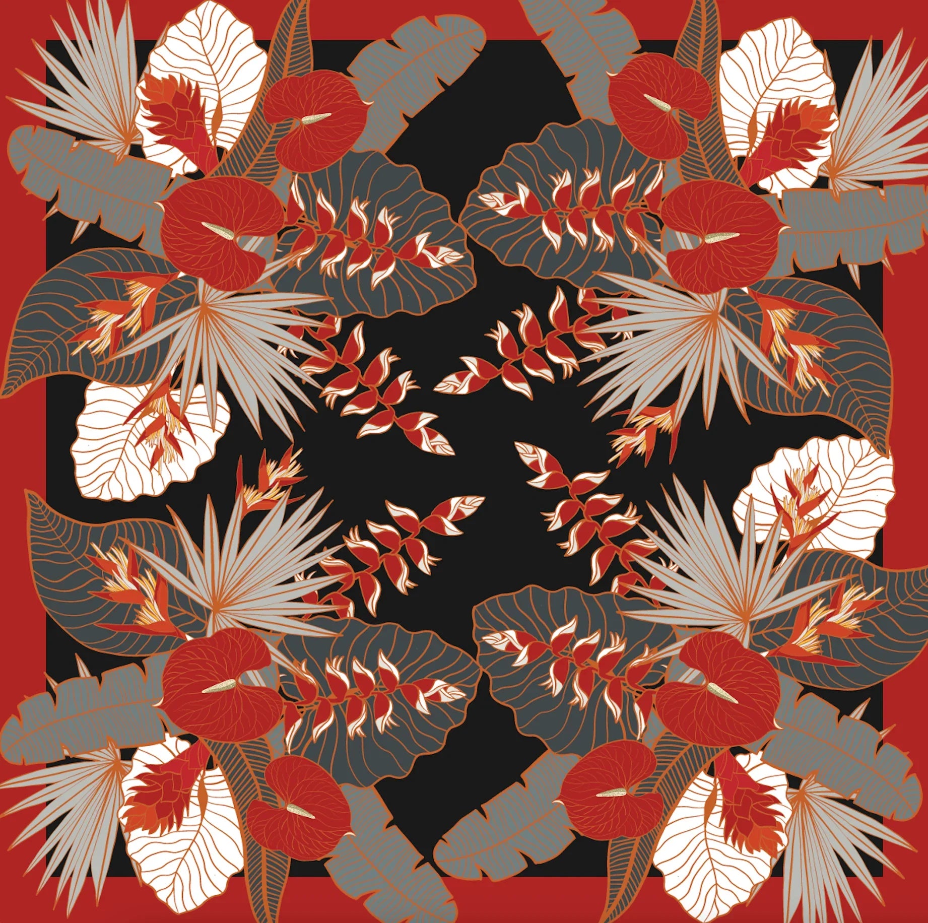 BINARY STYLE | Tropical Party Silk Scarf