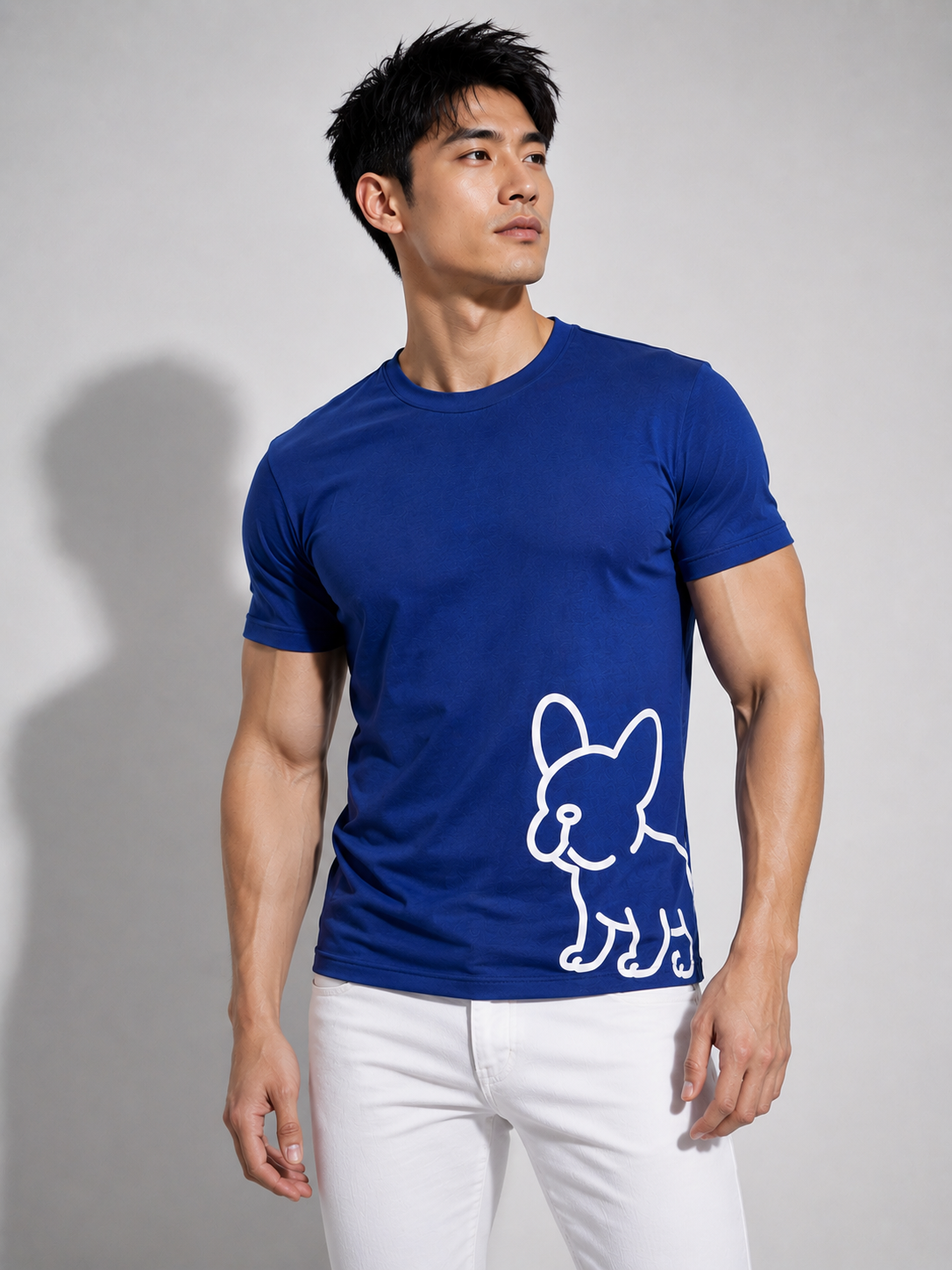 WRLD | BIG FRENCHIE ROUND NECK TEE | BLUE