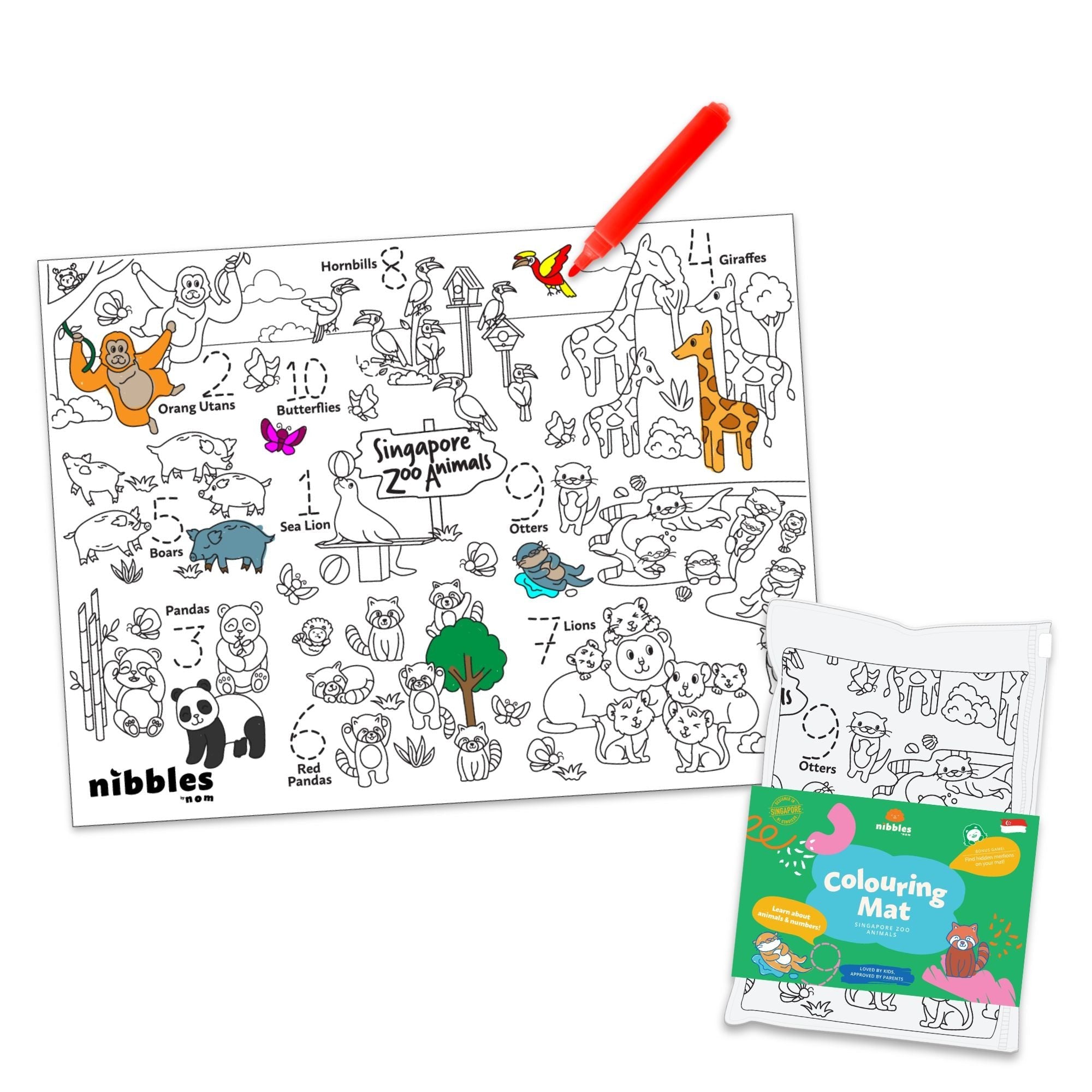 NOM | Nibbles by Nom SG Zoo Silicone Colouring Mat