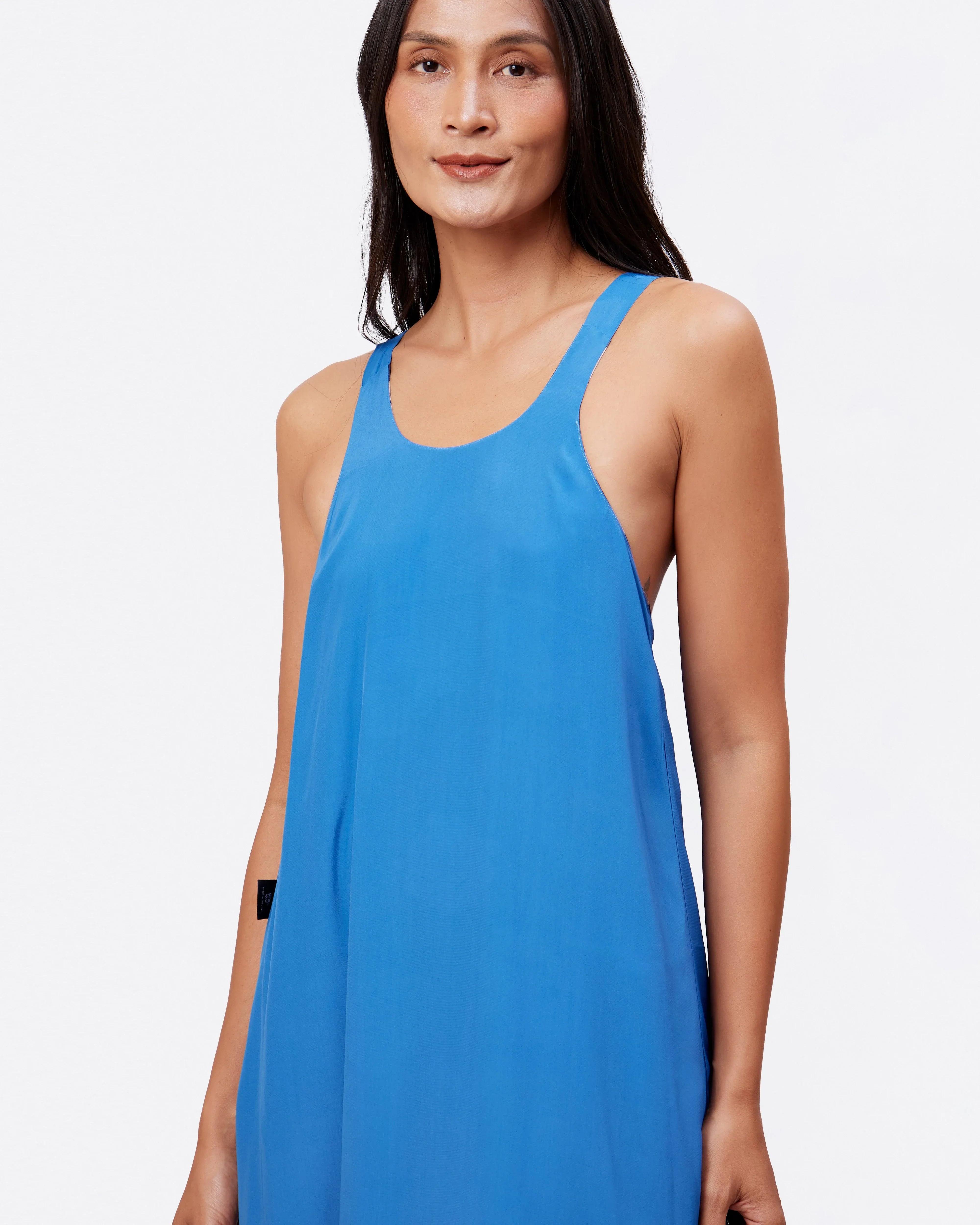 STUDIO QILING | Dancing Poppies Moonlight Reversible Silk Blend Maxi Dress