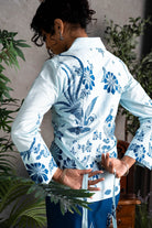 STUDIO GYPSIED | Batik Collared Blouse In Merak Porcelain