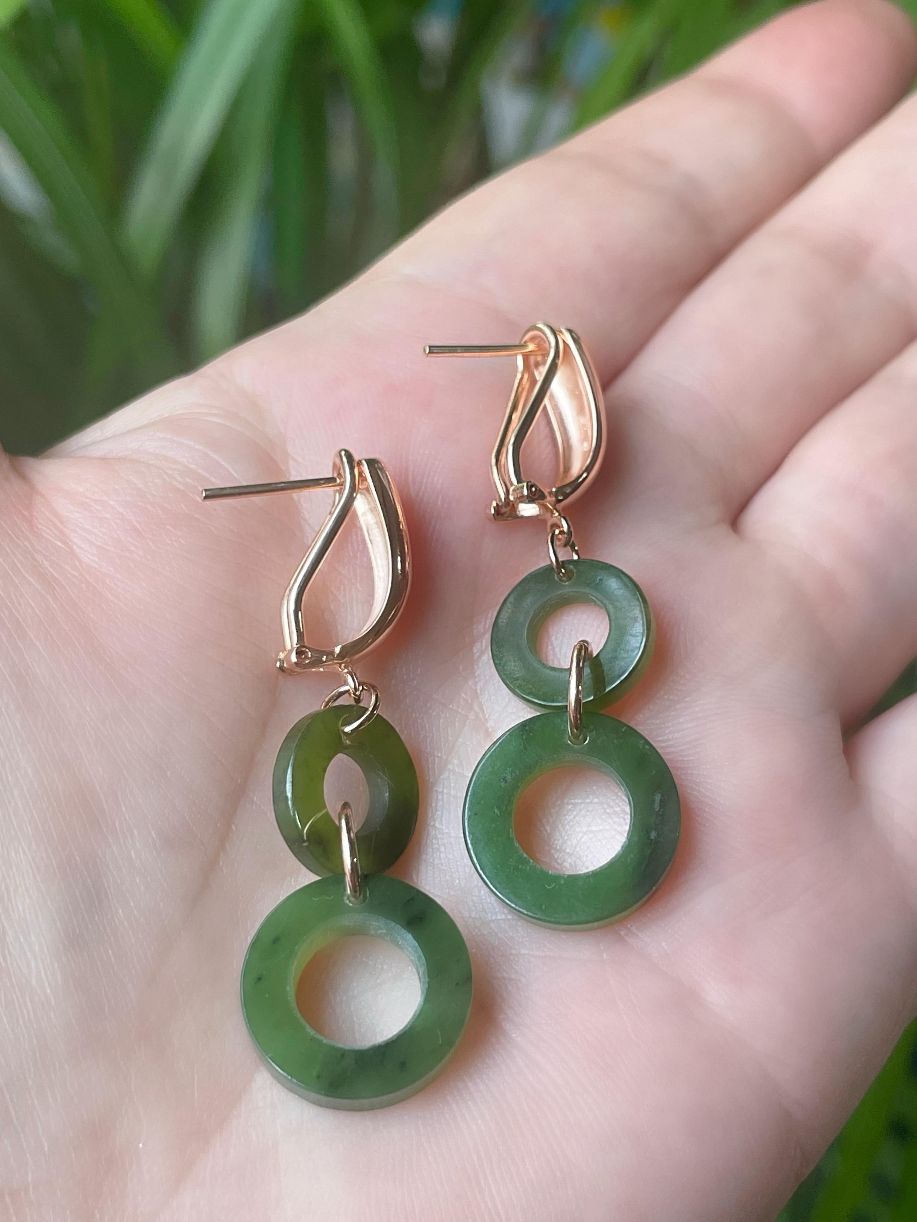 MARILYN TAN JEWELLERY | Nephrite Green Jade Lucky 8 Clip and Post Earrings