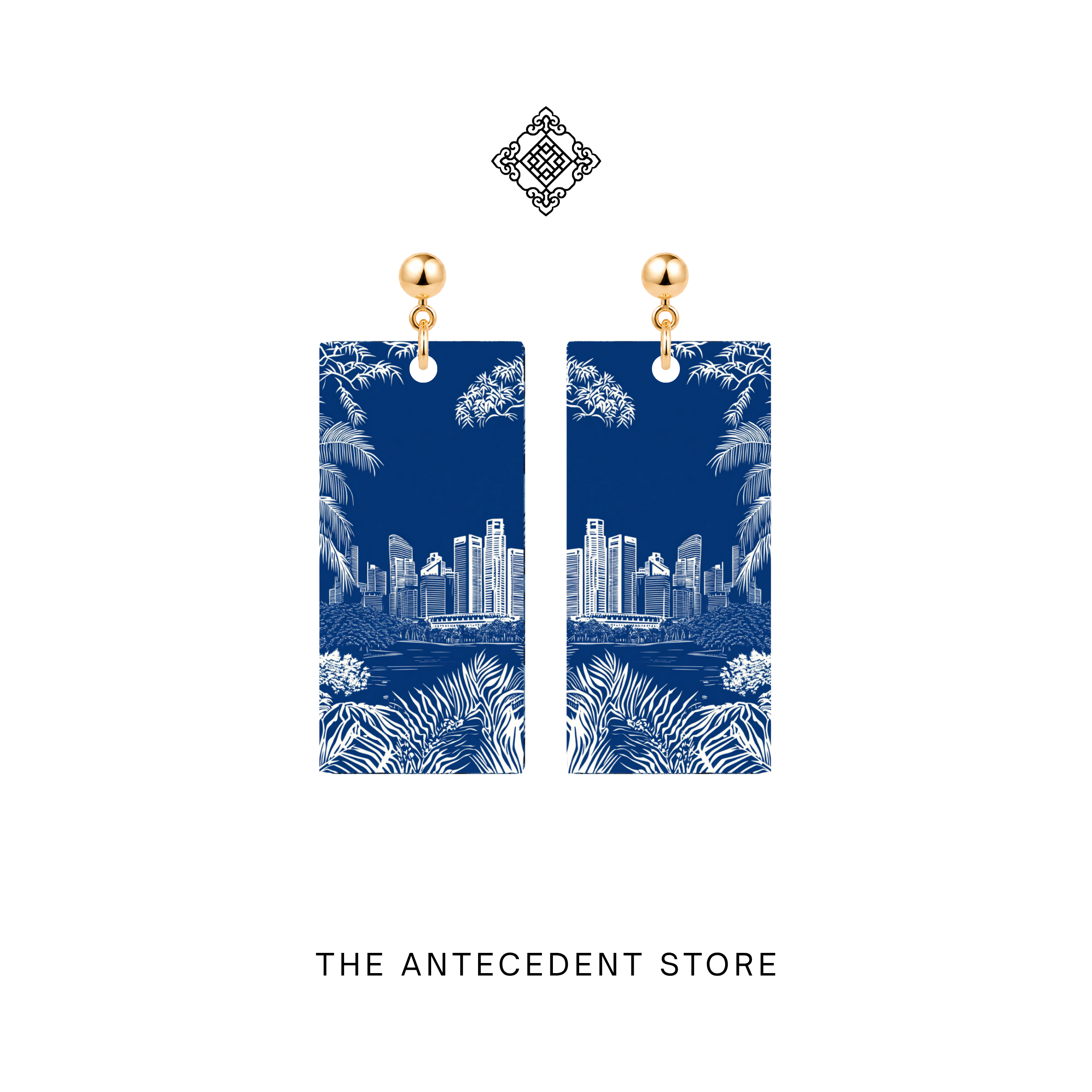 THE ANTECEDENT STORE | Metropolis Singapore Skyline Earrings In Blue