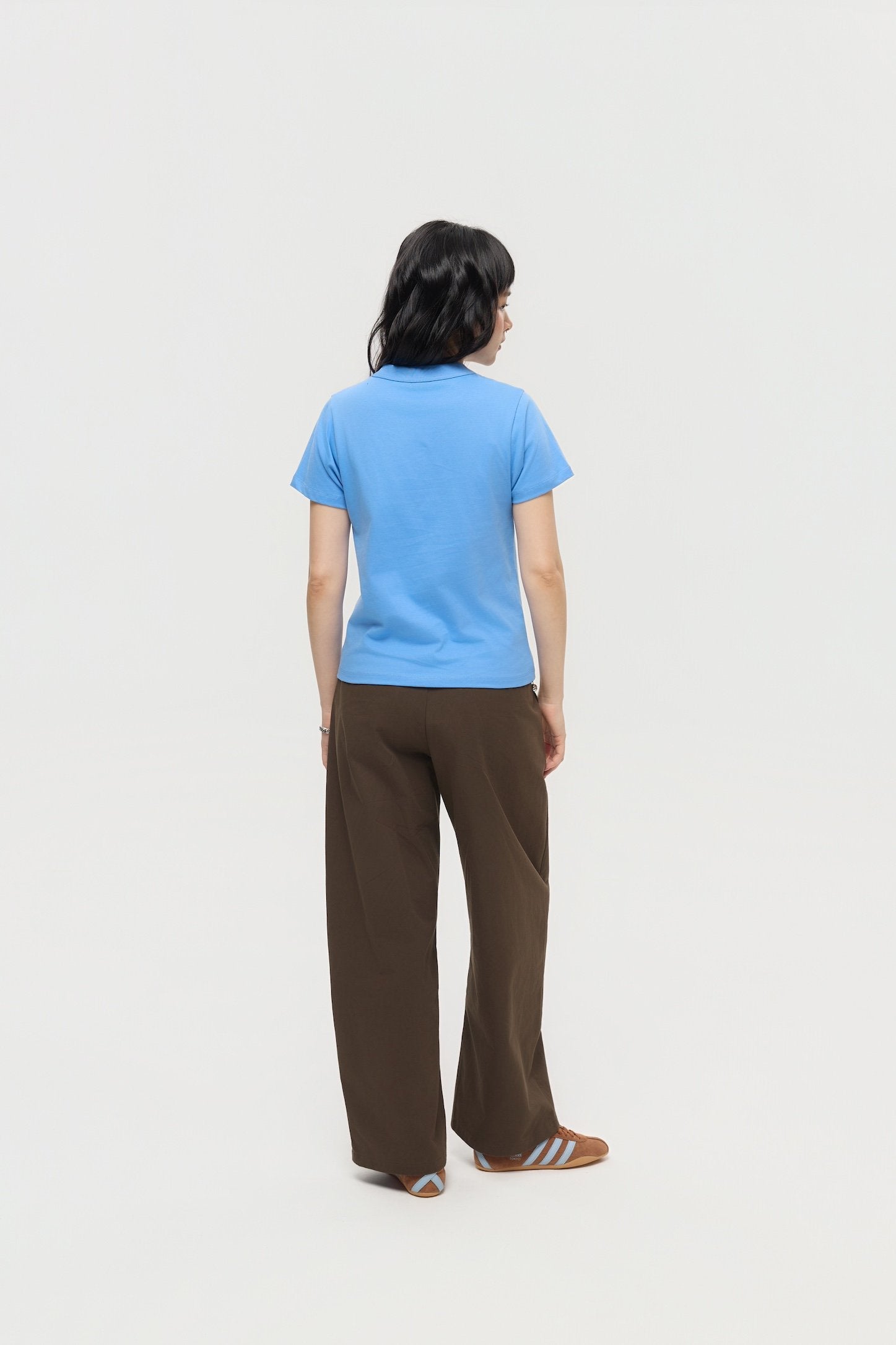 3EIGHTH | Mock Neck Tee in Azure Blue