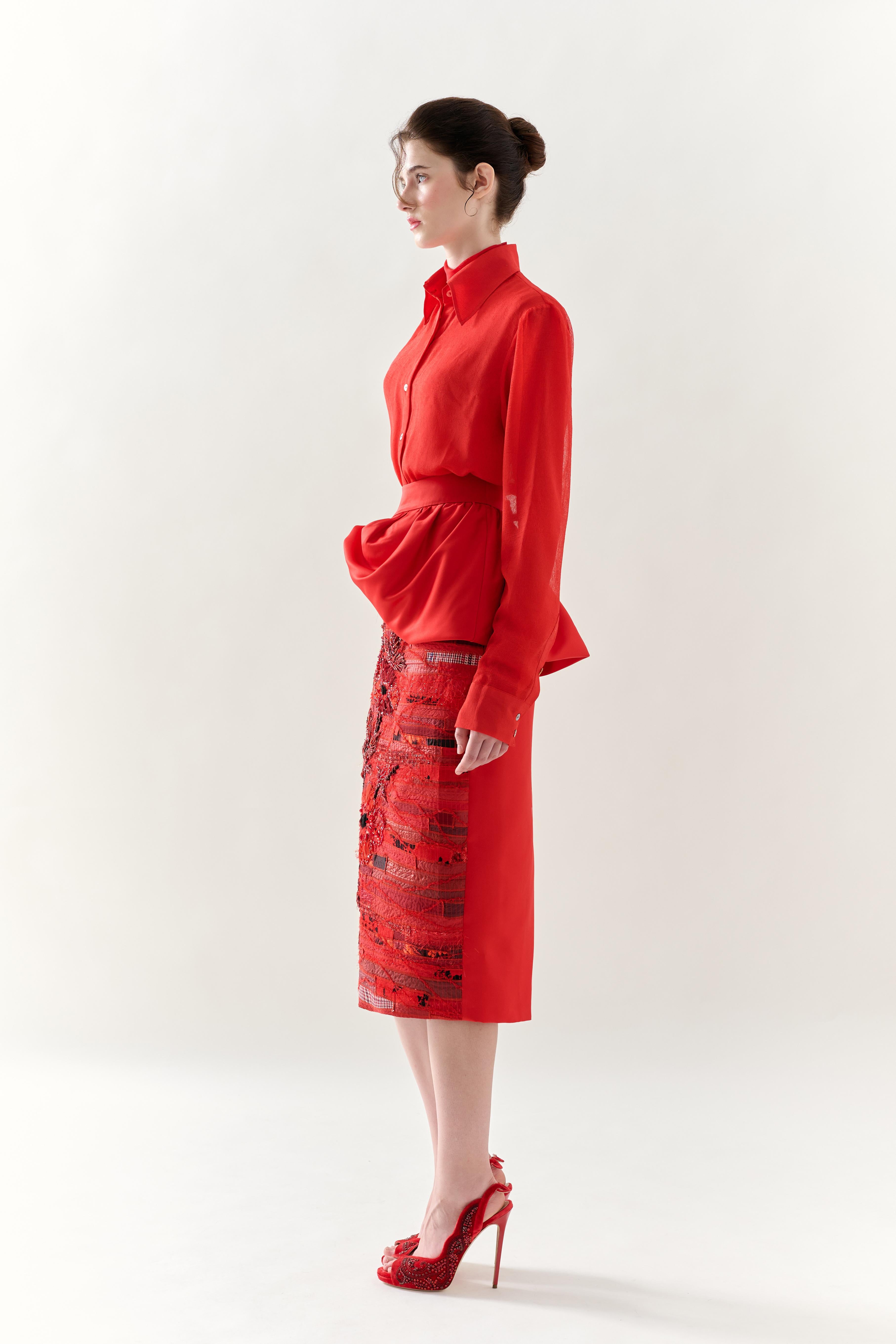 KHAAR | Scarlet Peplum Skirt