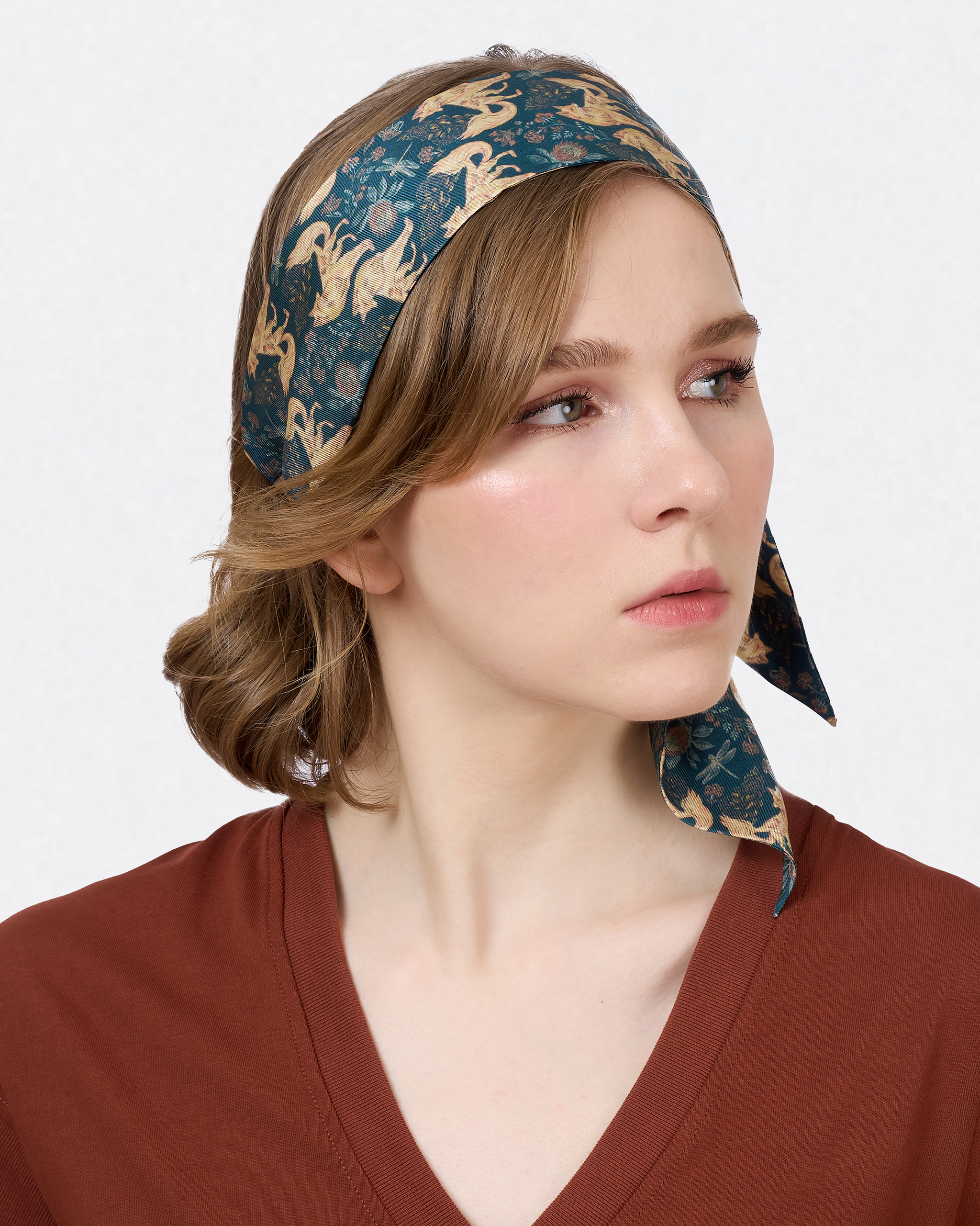 STUDIO QILING | Kitsune Teal Desert Silk Bandeau 100