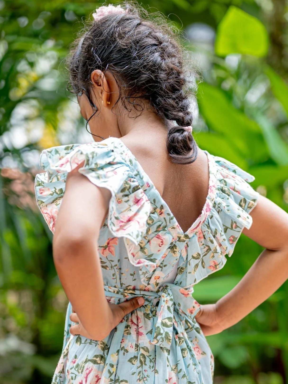 NIMBU | Anna Blue Girls Frilly Frock in Cotton