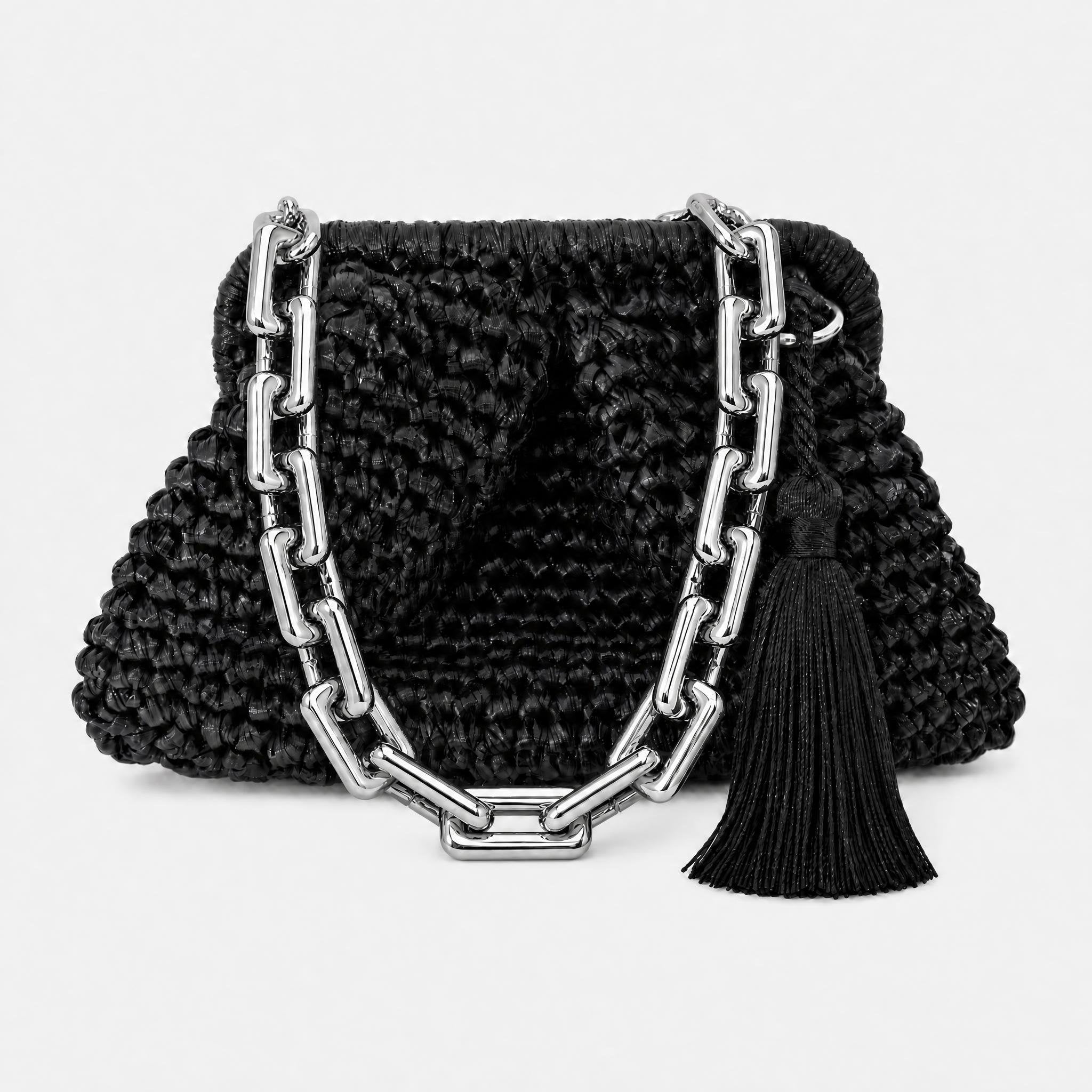 DESTI SAINT | Metallic Weave Clutch | Black