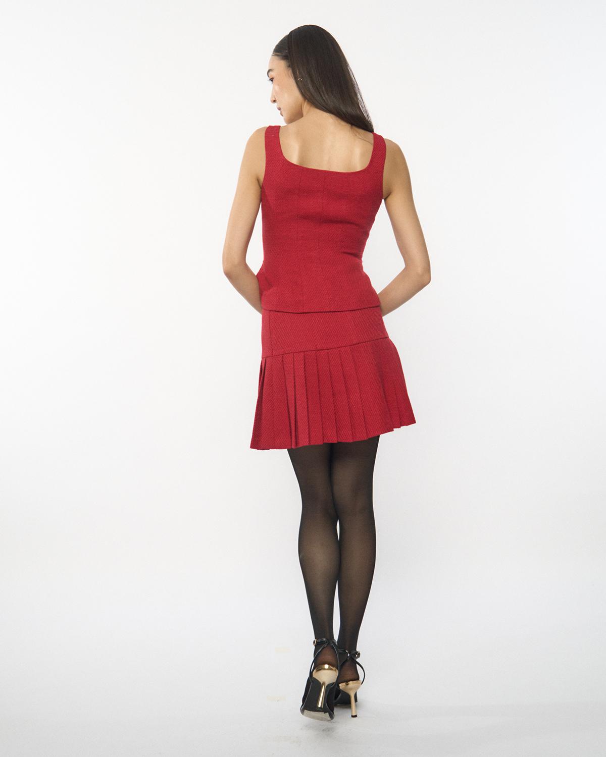 DRESSINGPAULA | Tweed Pleated Short Skirt