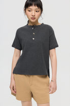3EIGHTH | Military Henley Tee in Charcoal Marl