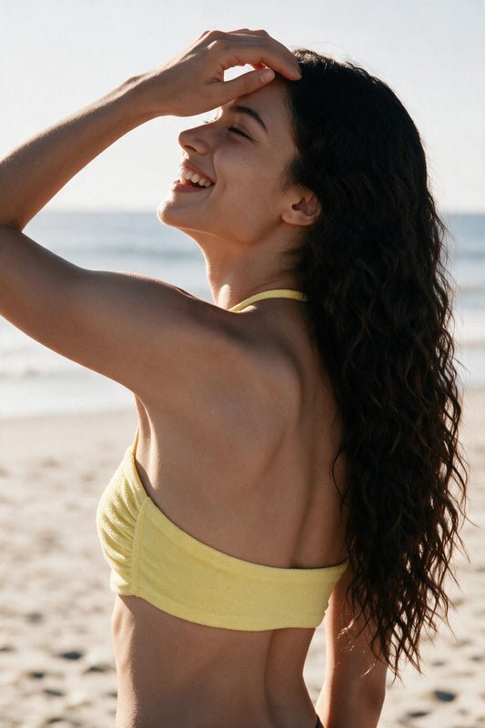 HAI THE LABEL | Teddy Bear Easy-Fit Halter Bandeau Top - Jellyboo Yellow
