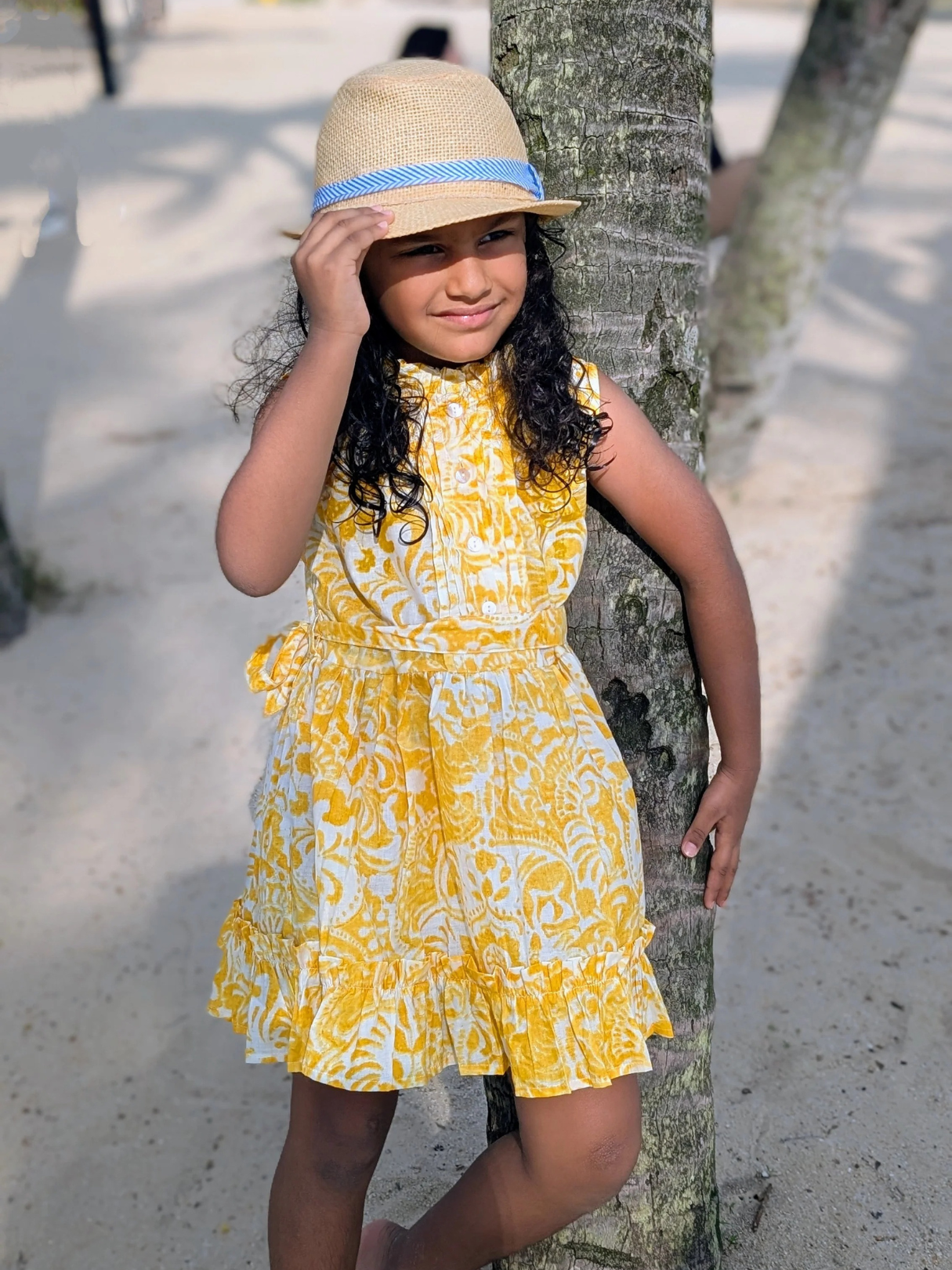 NIMBU | Kyra Girls Pintuck Dress in Nimbu Yellow