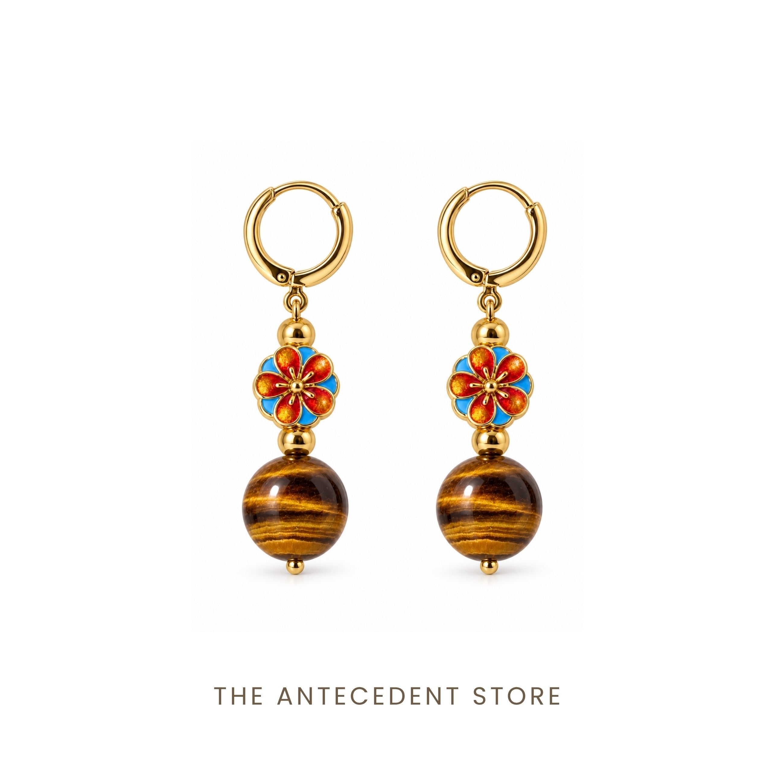 THE ANTECEDENT STORE | Oriental Blossom Tiger’s Eye Earrings