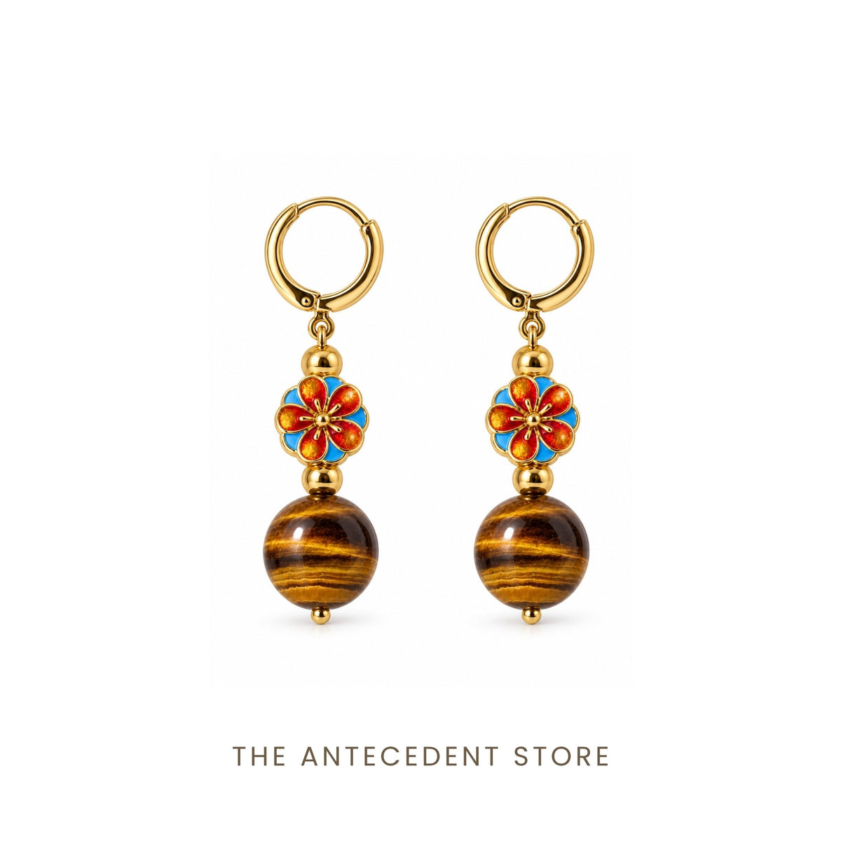 THE ANTECEDENT STORE | Oriental Blossom Tiger’s Eye Earrings