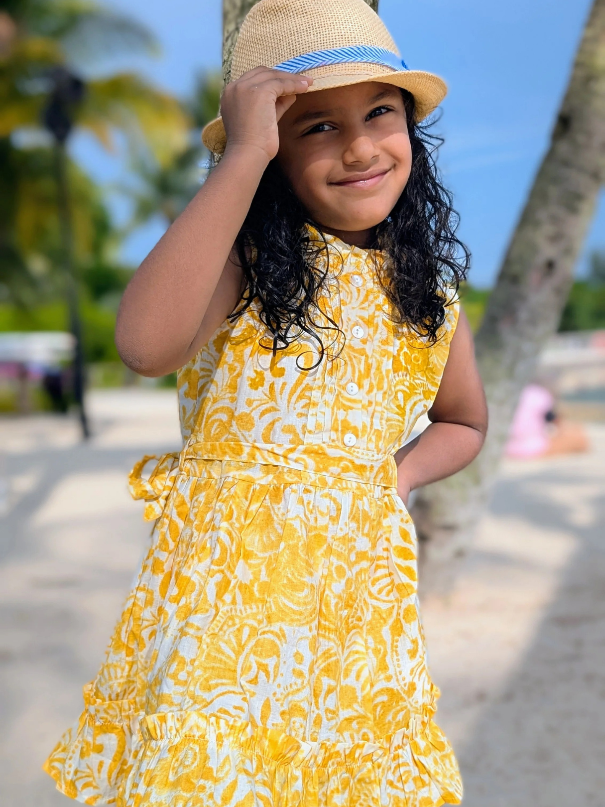 NIMBU | Kyra Girls Pintuck Dress in Nimbu Yellow