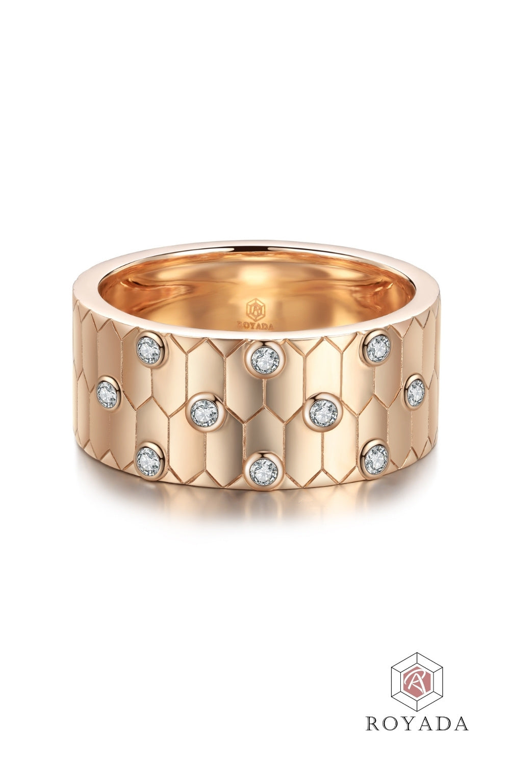 CREATIVE JEWELLERY STUDIO | 18k Rose Gold & Diamond Honeycomb Bold Ring by Royada Jewelry