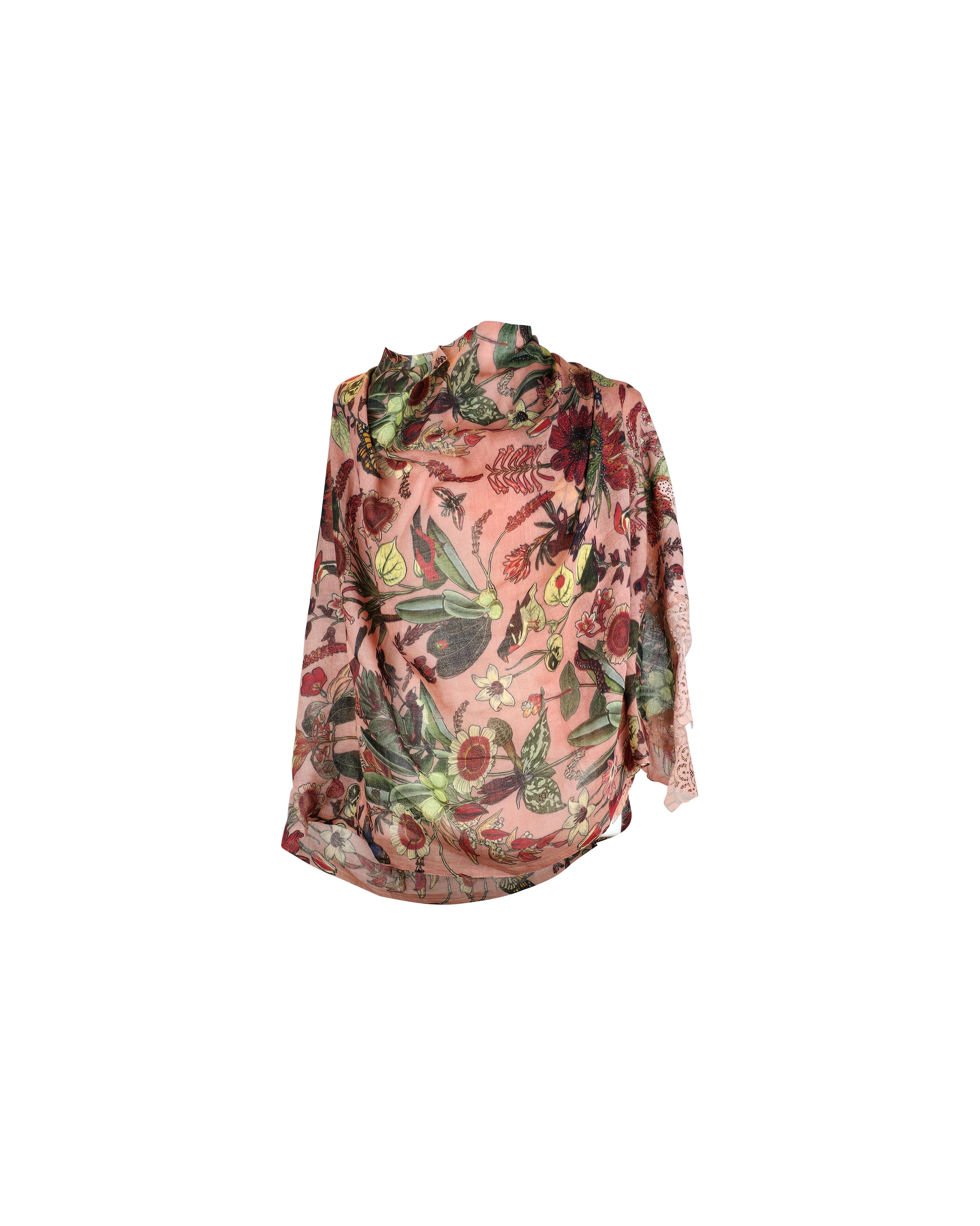 QUEENMARK | AN Printed Shawl 2024 Assorted Pink Flowers