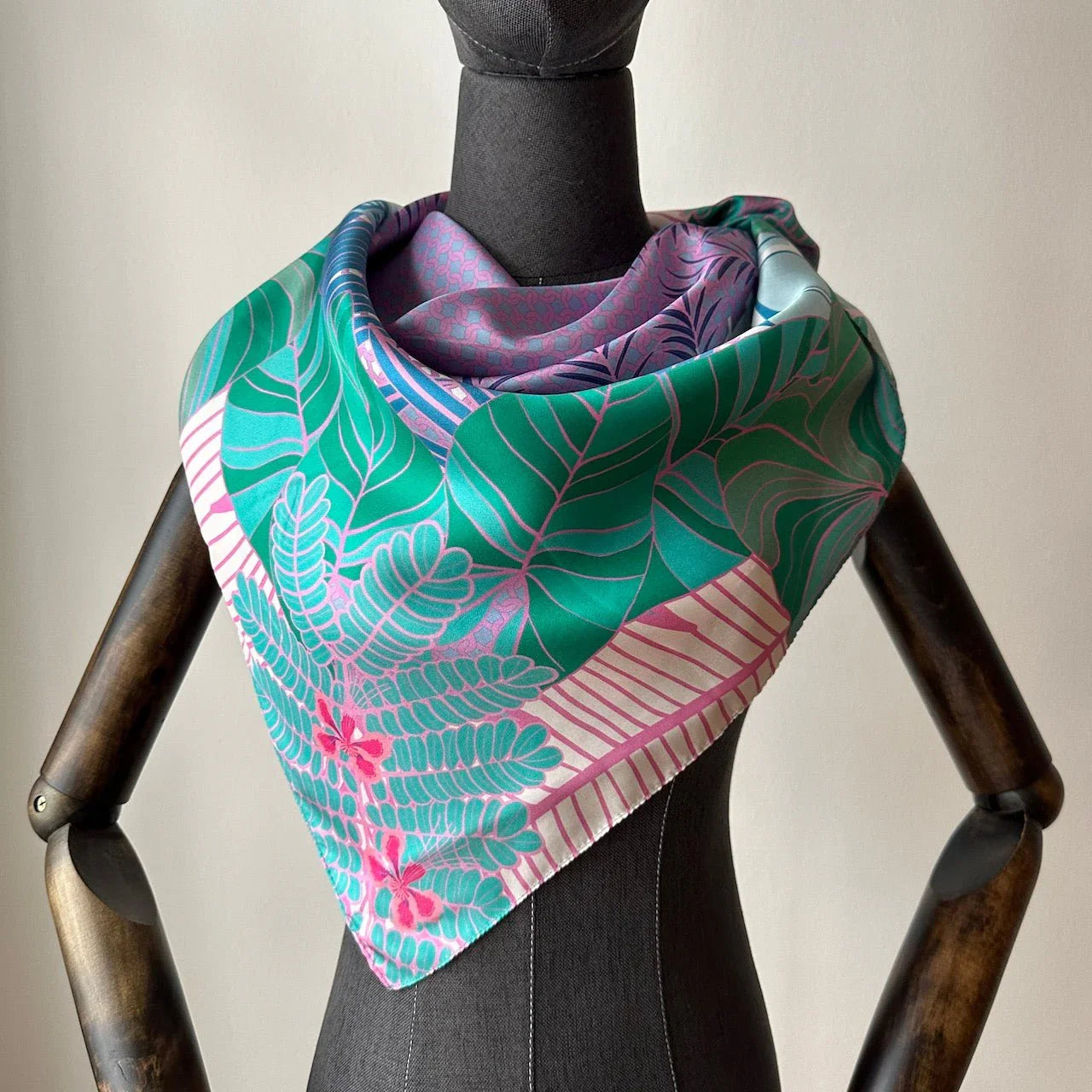 BINARY STYLE | Tropical Art Deco Silk Square Scarf 87x87cm