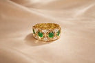 FOUNDATION JEWELLERS | 750 Y/G Peranakan Natural Diamond & Emerald Ring With 'Floral' Motif 3.80gm, Em4-0.41ct, D6 - 0.10ct Size: HK 13.0