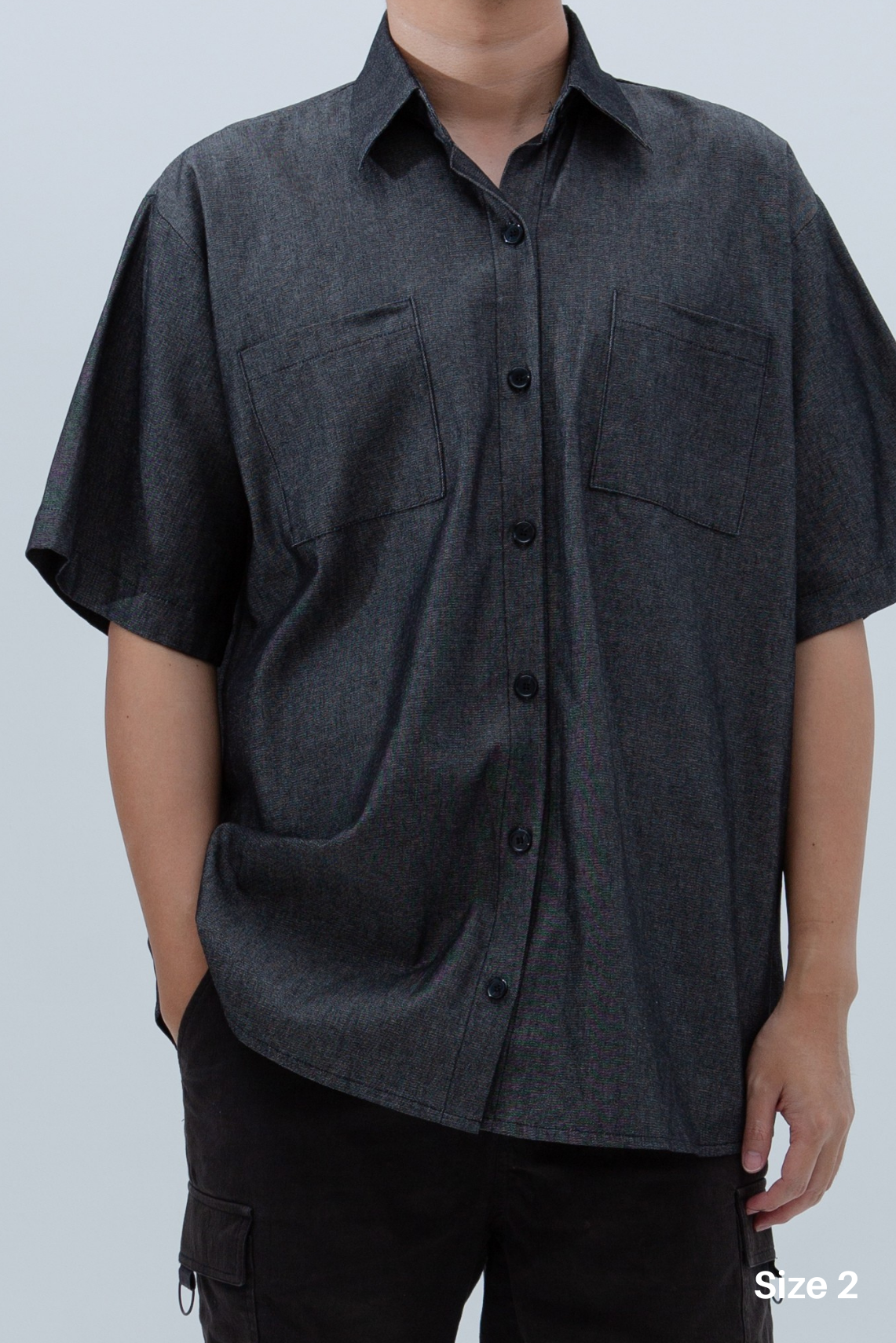 SAERO COLLECTIVE | Denim Short Sleeve Shirt | Black