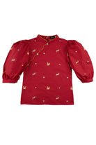 MAISON Q | Vivacious Miss Pony Women's Cuffed Sleeves Blouse