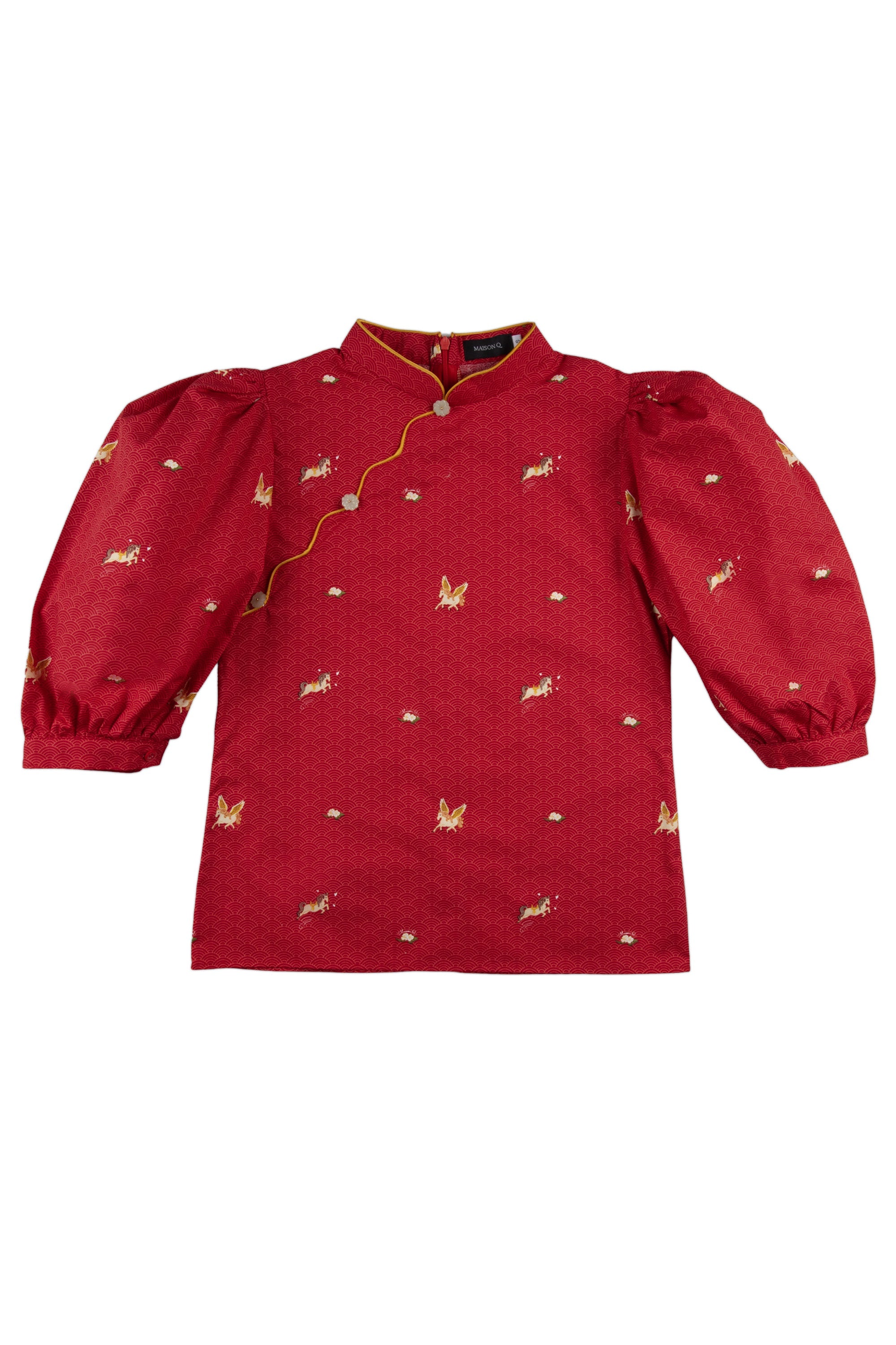 MAISON Q | Vivacious Miss Pony Women's Cuffed Sleeves Blouse