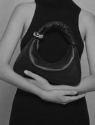 WU HAUS | Orbit Lightweight Black Leather Sculptural Bag