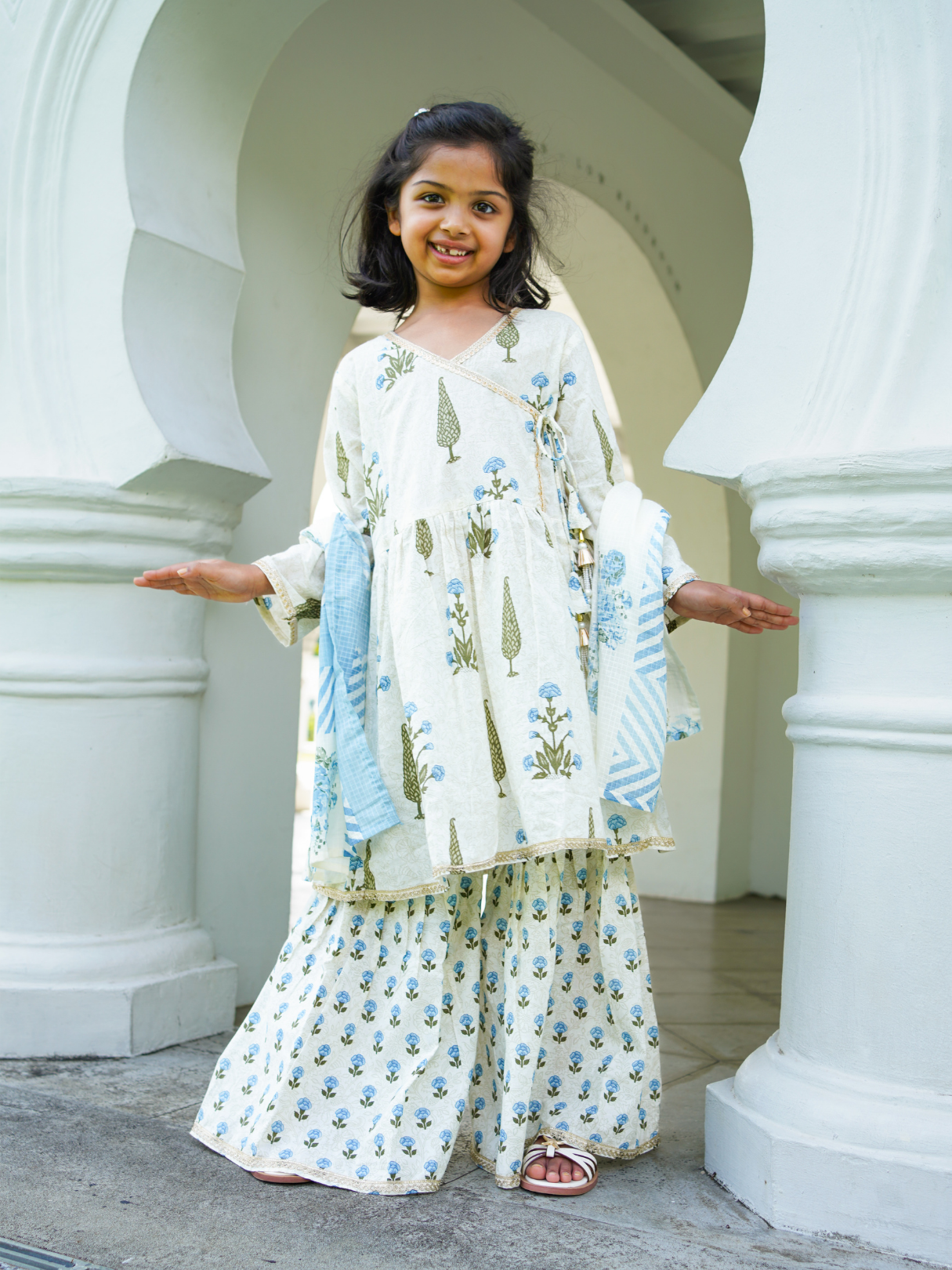 NIMBU | Shaheen Blue Angarkha Sharara