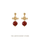 THE ANTECEDENT STORE | Auspicious Ruyi Knot with Red Agate Earrings