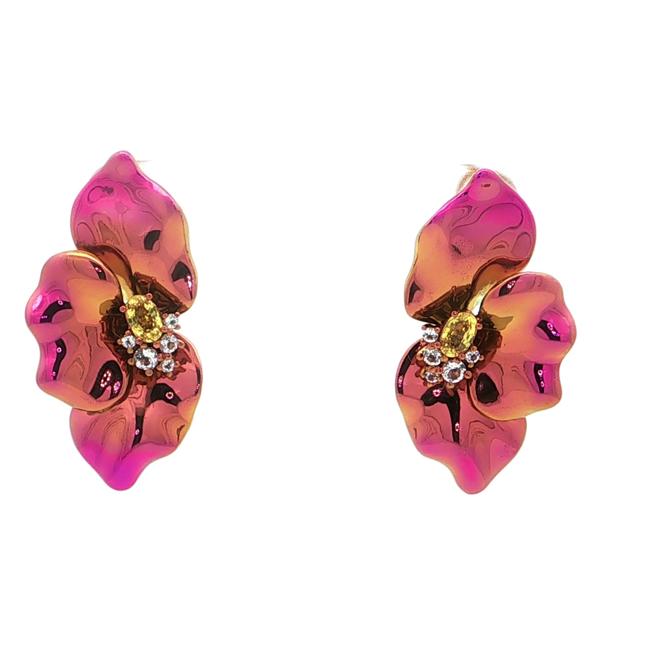 CREATIVE JEWELLERY STUDIO | My Tropical Garden: Artistic Titanium, Sapphire & Topaz "Orchid" Earrings | Tyll Atelier