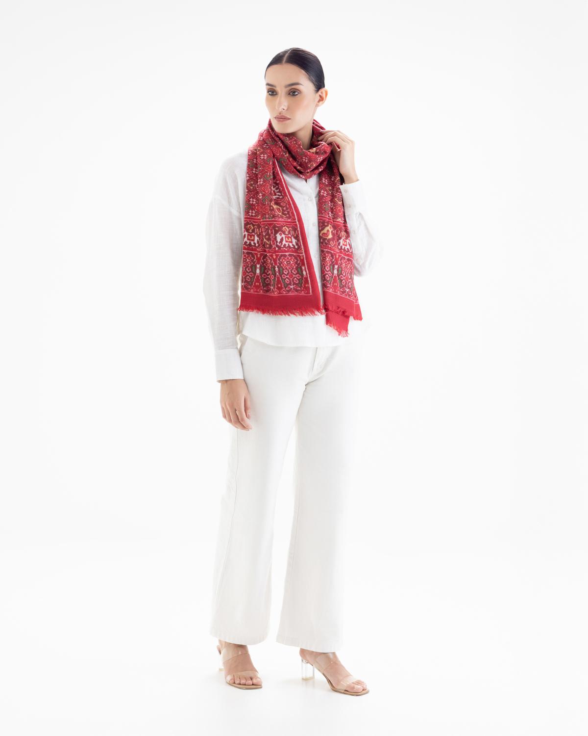 QUEENMARK | AN Patola Ikat Print Light Red