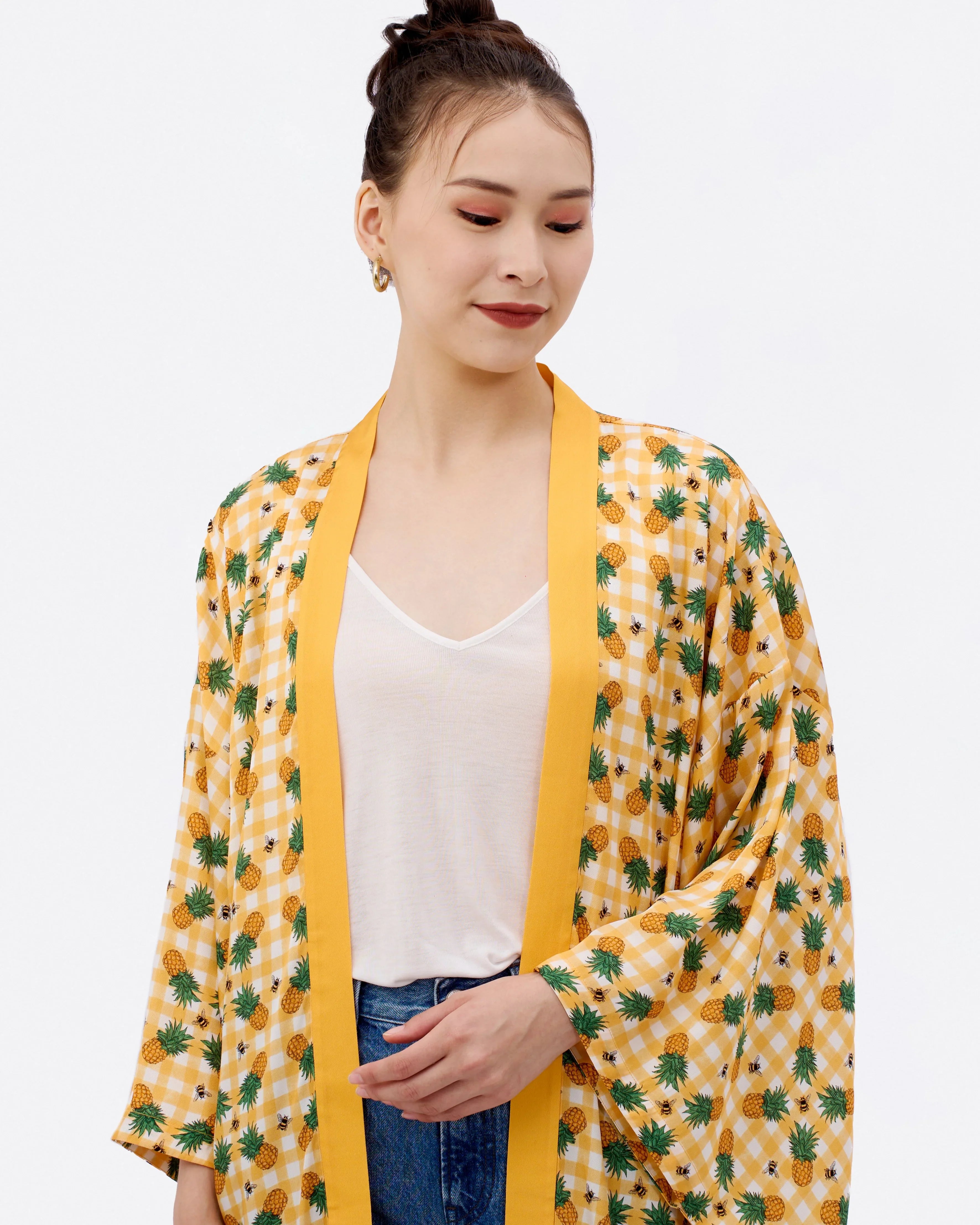 STUDIO QILING | Pineapple Amber Silk Blend Kimono
