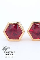 CREATIVE JEWELLERY STUDIO | 18K Solid Gold, Red Garnet Earrings by Satine Gems Jewelry