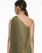 DRESSINGPAULA | Pleated One Shoulder Maxi Dress
