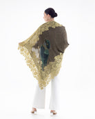 QUEENMARK | AN Assorted Lace Print Crystal Shawl Olive Blue Bird