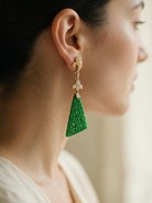 FOUNDATION JEWELLERS | 18K Yellow Gold Natural Diamond & Jade Earring - PE101685