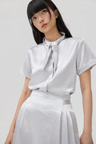 3EIGHTH | Nimai 2-Way Scarf Top In Silver Satin