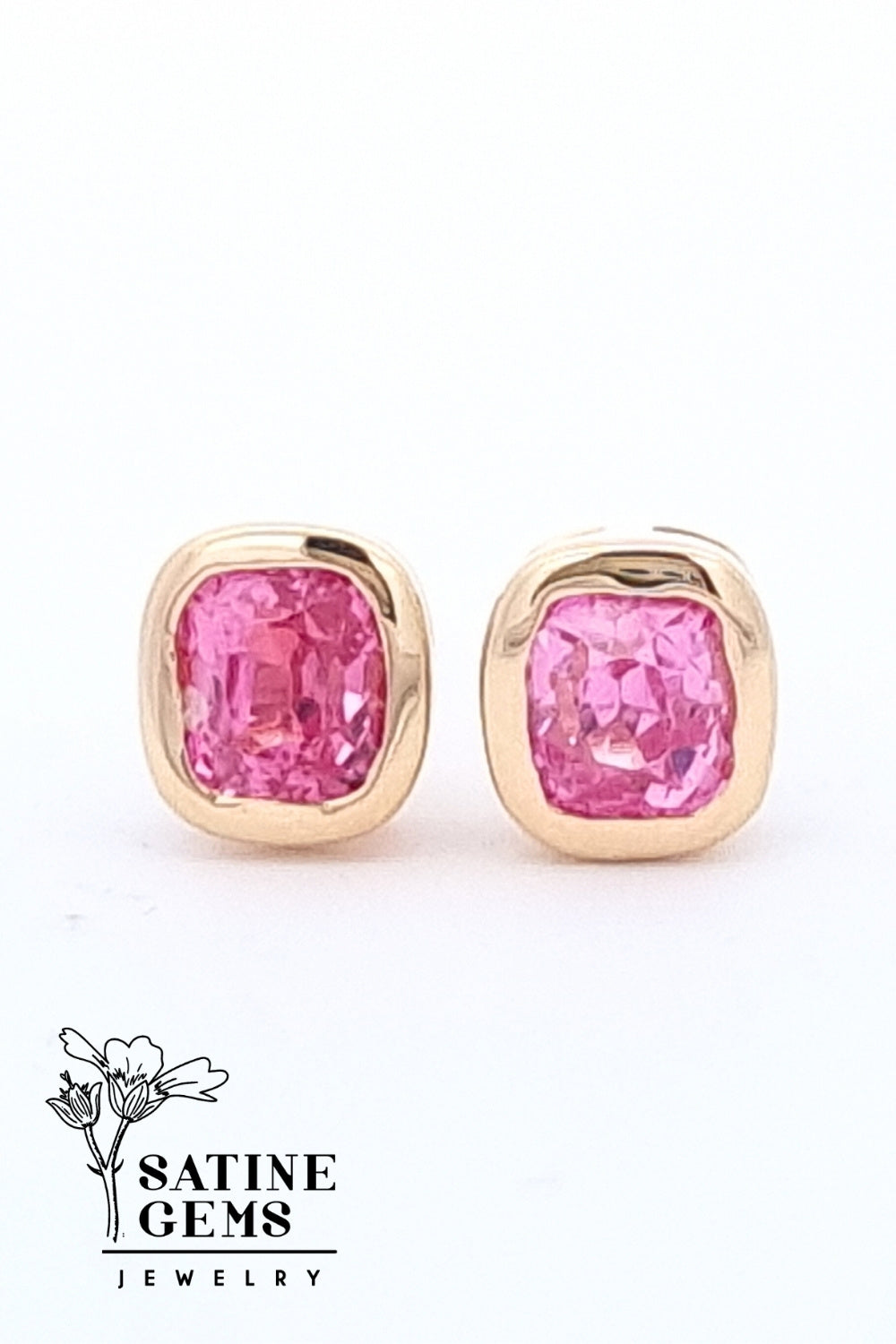 CREATIVE JEWELLERY STUDIO | 18K Solid Gold, Pink Spinel Earrings by Satine Gems Jewelry