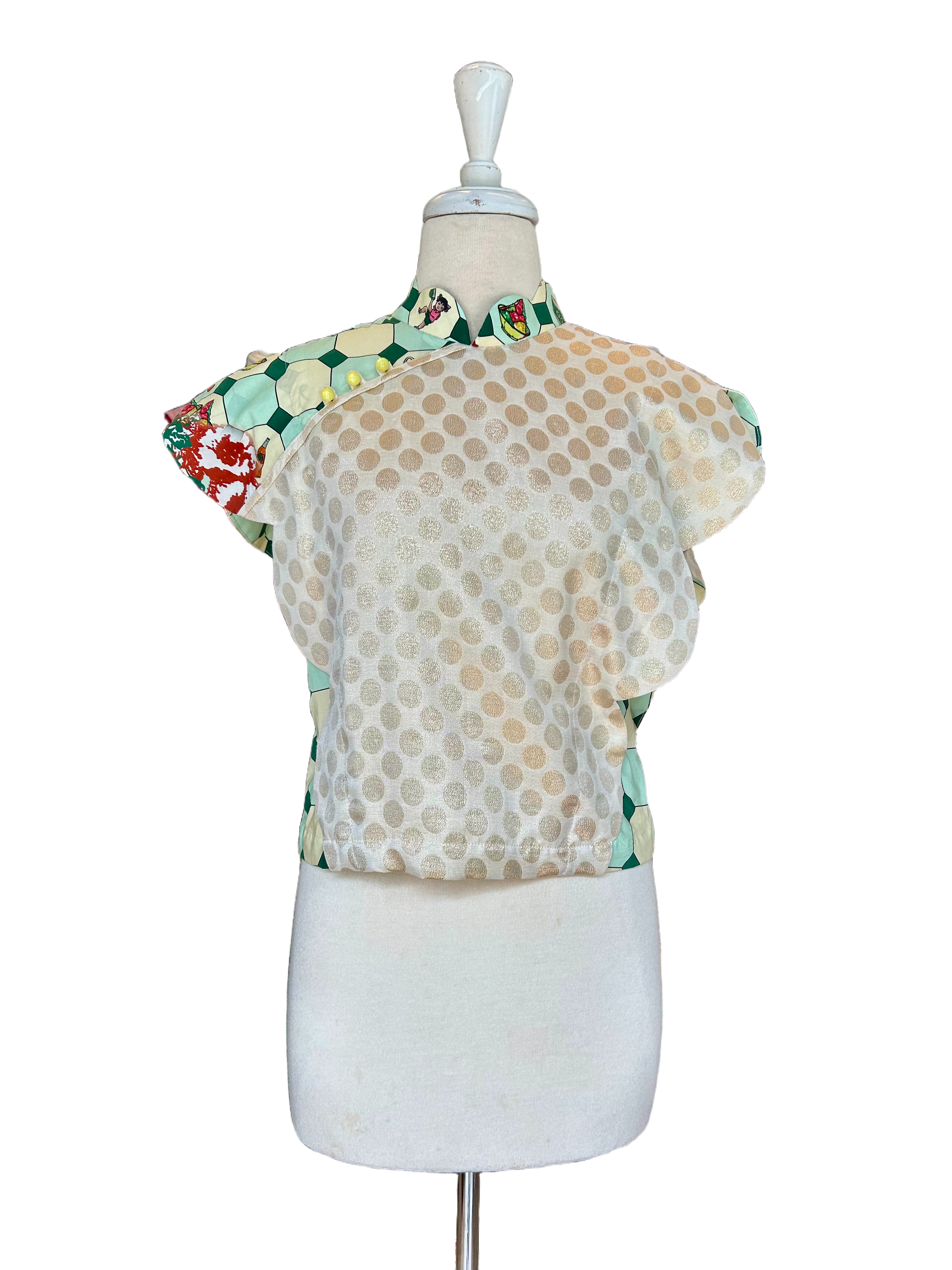 TRIOLOGIE | Kopitiam Gold Dots Petal Sleeve Top
