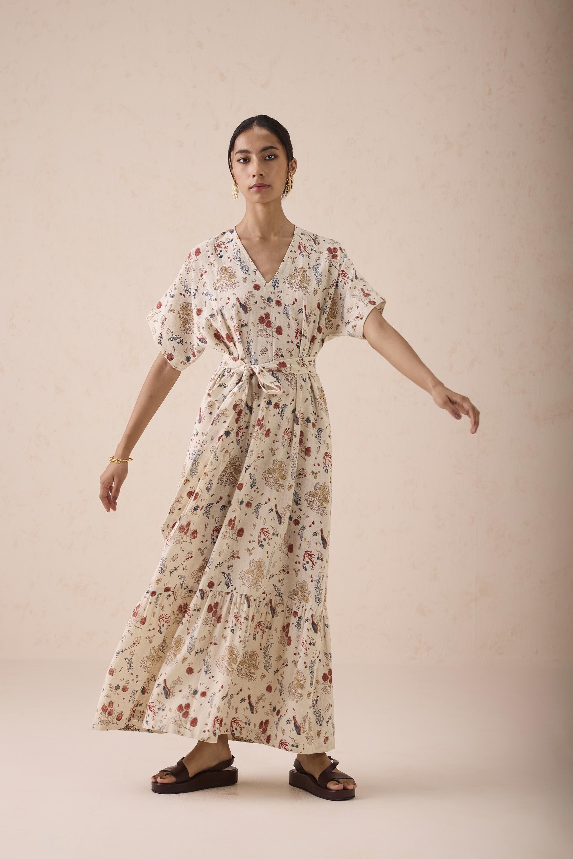 SUI | Forest Bloom Handwoven Kala Cotton Maxi Dress