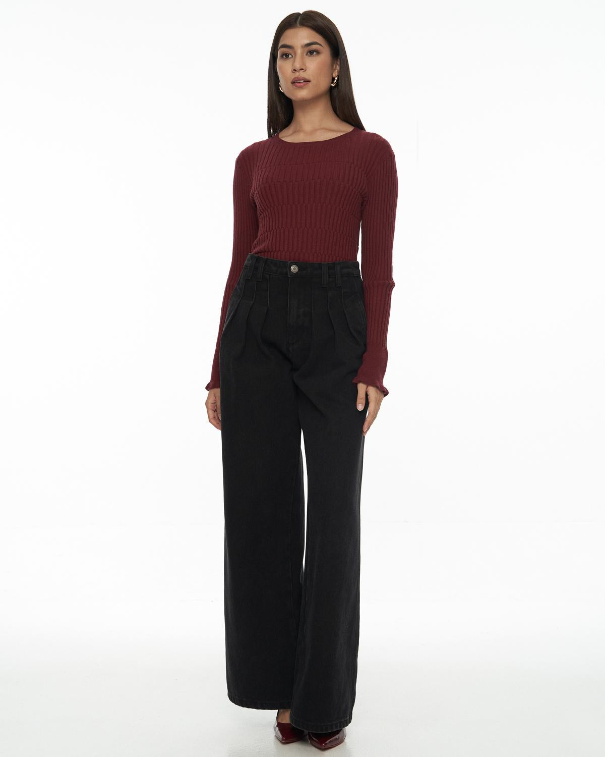 DRESSINGPAULA | Sculpted Ribbed-Knit Crew Sweater