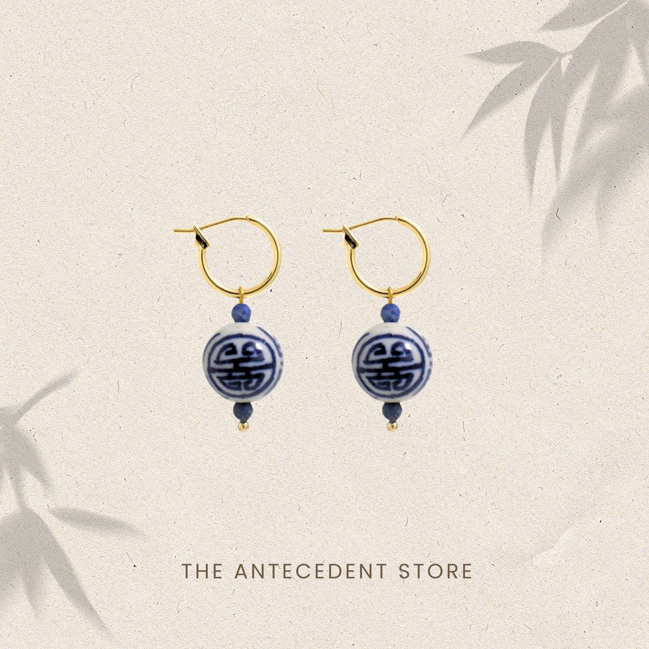 THE ANTECEDANT STORE | Good Fortune Lapis Hoop Earrings