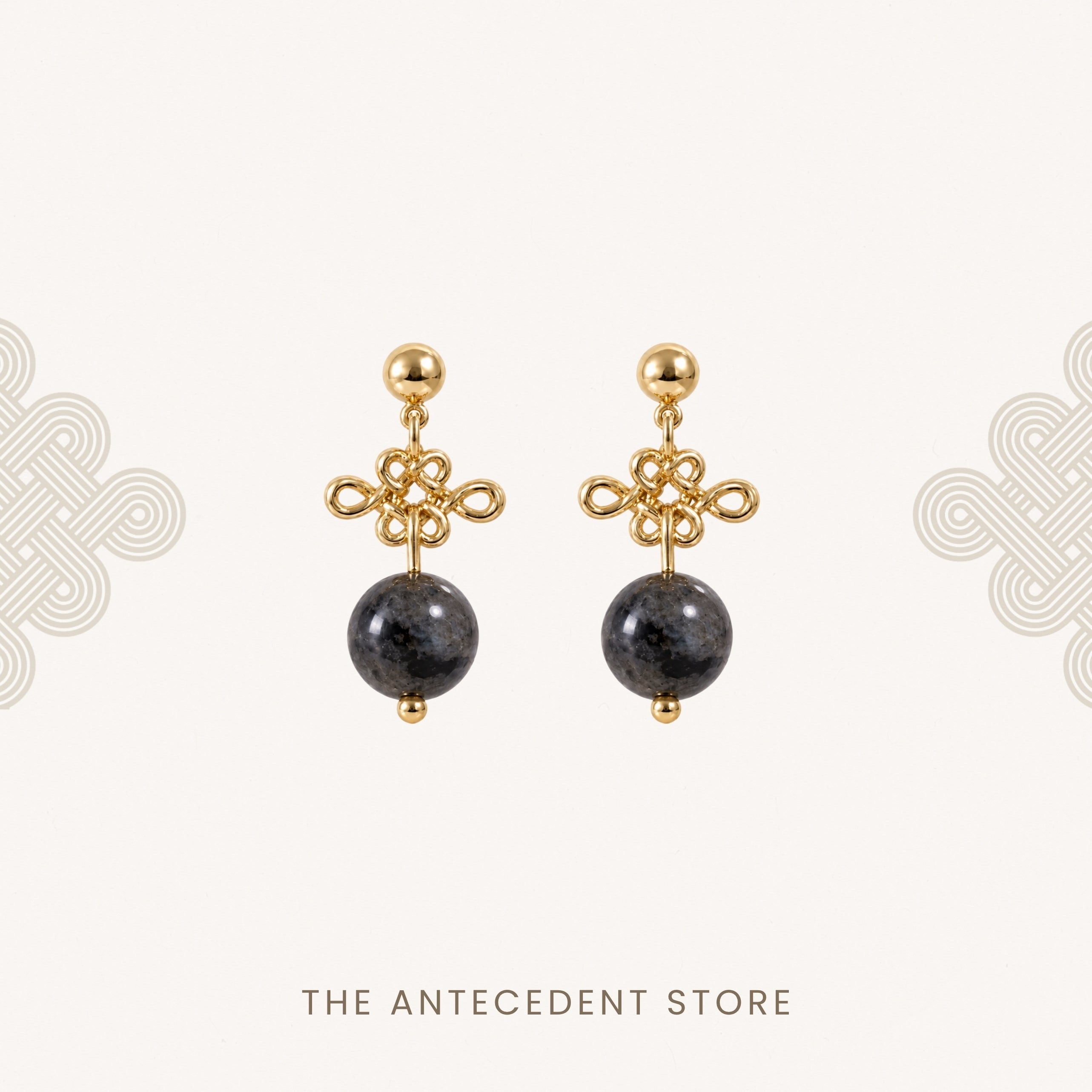 THE ANTECEDENT STORE | Auspicious Ruyi Knot With Labradorite Earrings