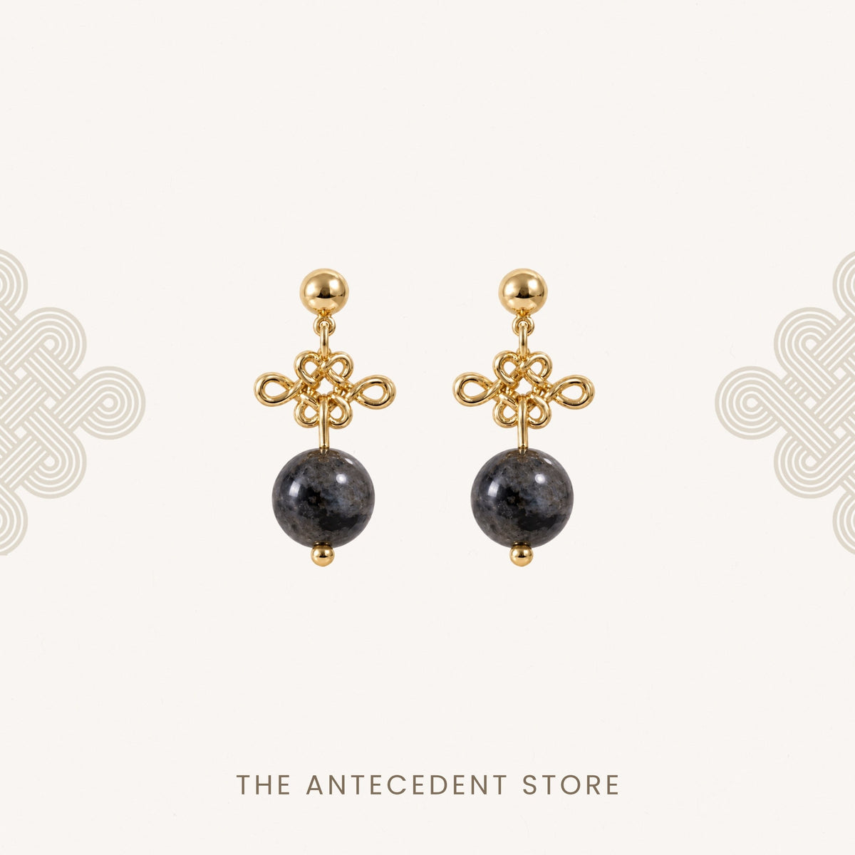 THE ANTECEDENT STORE | Auspicious Ruyi Knot With Labradorite Earrings