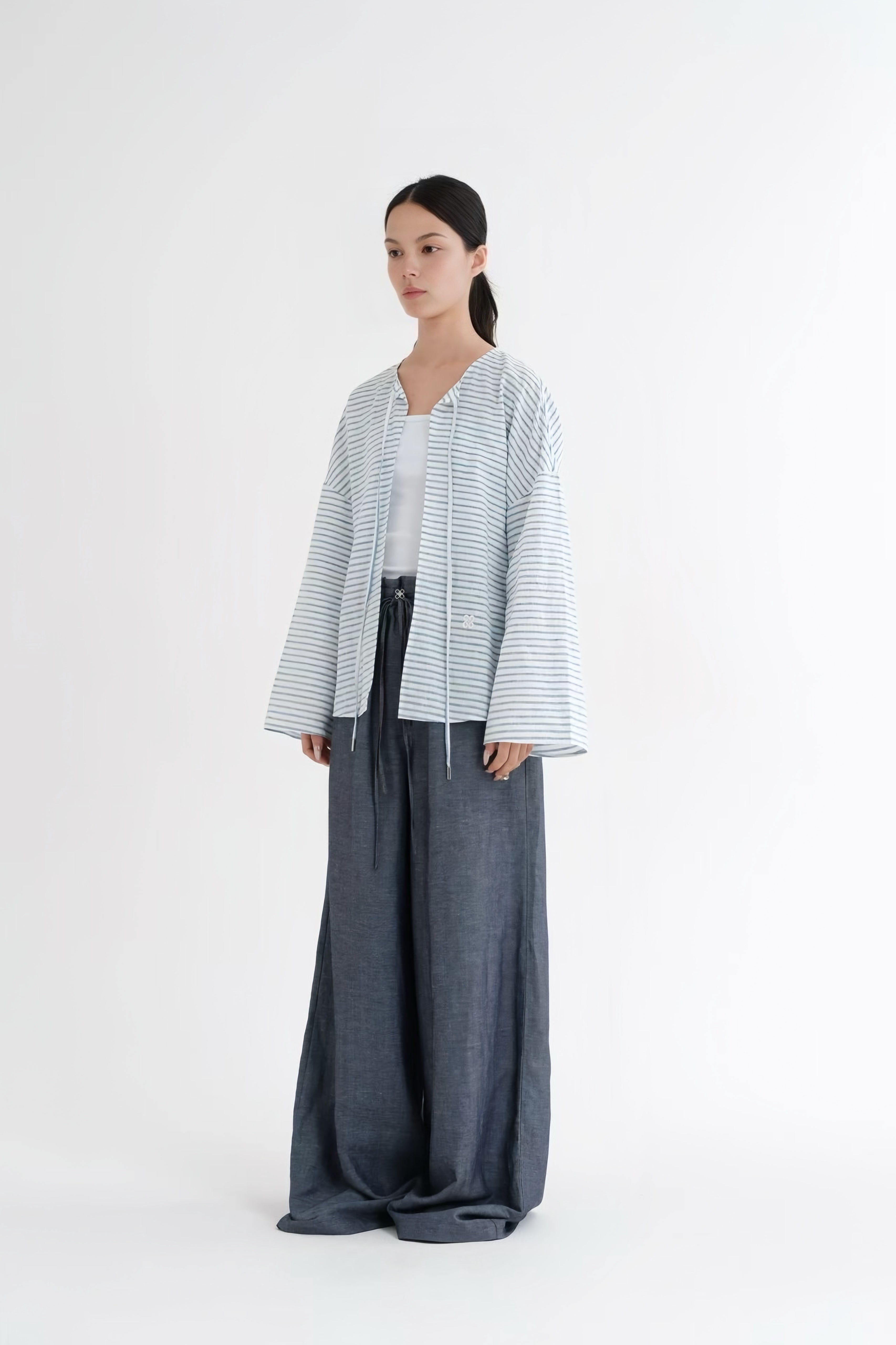 LAYERPLAN | Vinn Front Tie Line Jacket - Stripe