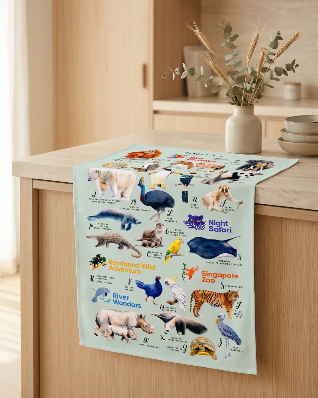 MANDAI WILDLIFE GROUP | MANDAI x SINGLAPA A-Z Tea Towel