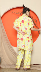 KANZI COLLECTION | Yellow Floral Cheongsam Pant Set