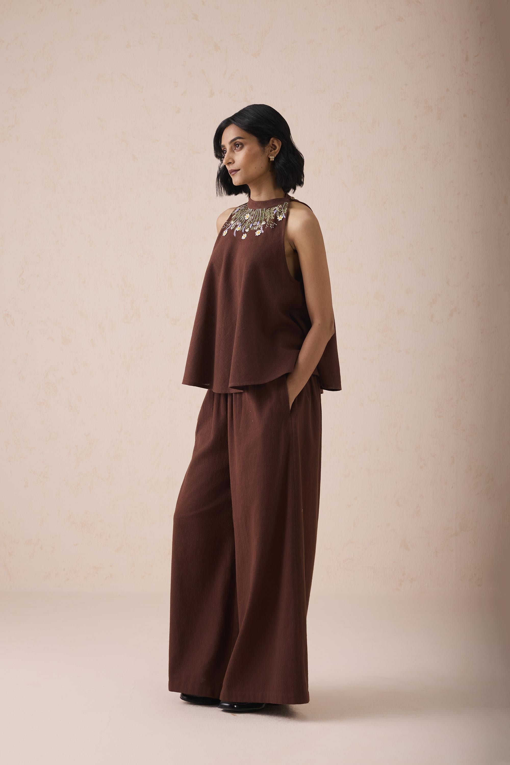 SUI | The Mountain Meadow Halter Neck Handspun Handwoven Organic Cotton Top